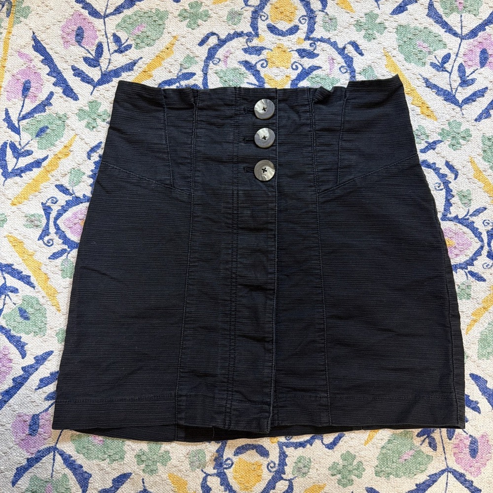 Free People High Rise Button-Front Mini Skirt – Black – Size 6